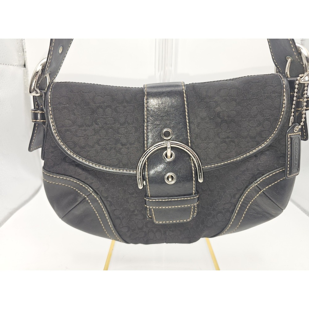 VTG Coach 6818 Soho Demi Shoulder Bag Black Signature C Jacquard Canvas Leather - Picture 2 of 16